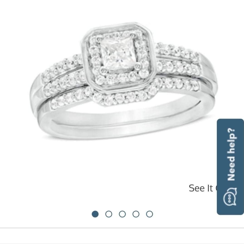 1/2 CT. T.W. princess-cut Sterling silver bridal set 8.5